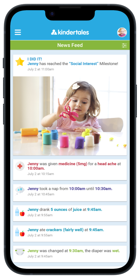 Kindertales Parent App News Feed