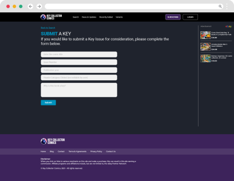 Key Collector Web Site Submit Content