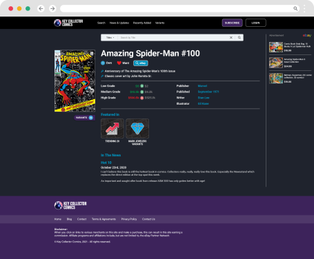 Key Collector Web Site Comic Details