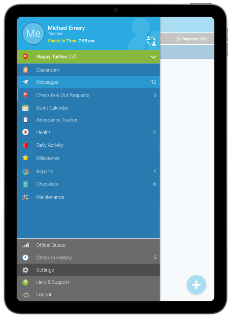Kindertales Classroom App Main Navigation