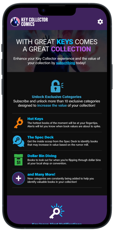 Key Collector Comics Subscriber Benefits